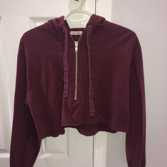 GARAGE quarter zip cropped hoodie - Picture 1 of 3
